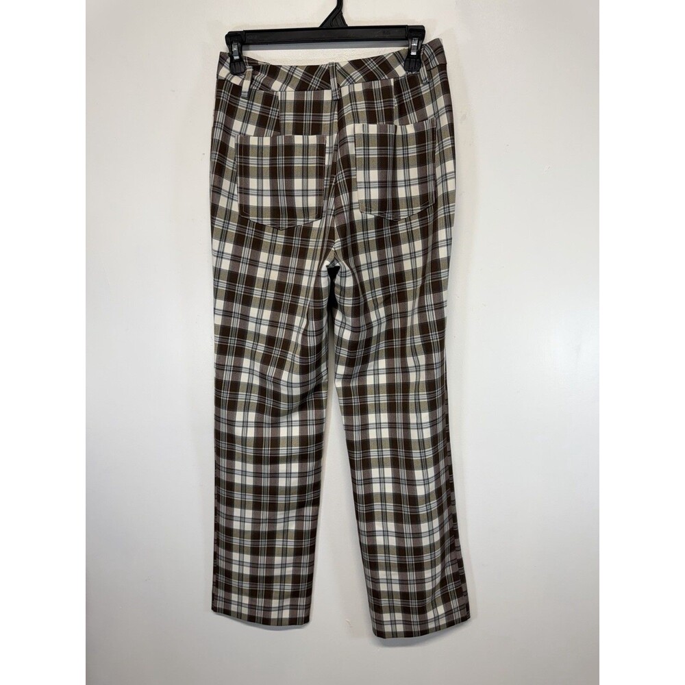 Reformation Y2K Women’s Franklin brown Plaid Straight Leg Pants Rayon Sz 2 - Picture 11 of 16